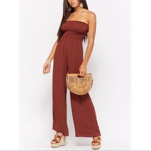 Forever 21 Smocked Strapless Jumpsuit